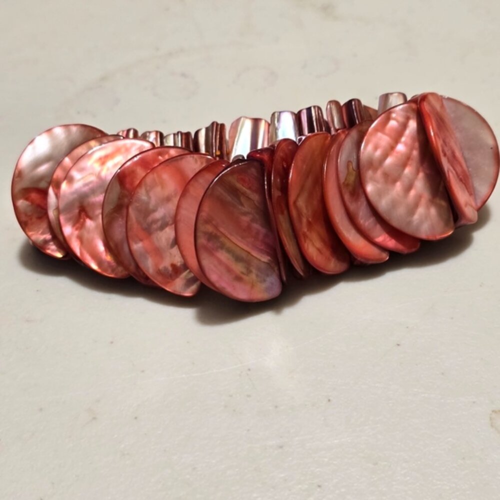 Vintage Abalone Shell Stretchy Statement Bracelet… - image 5